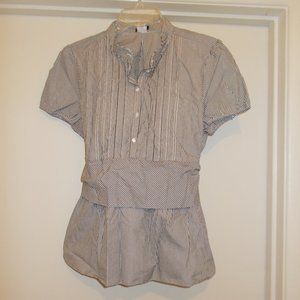 J. Crew Tuxedo Pintuck Striped Blouse Top Shirt